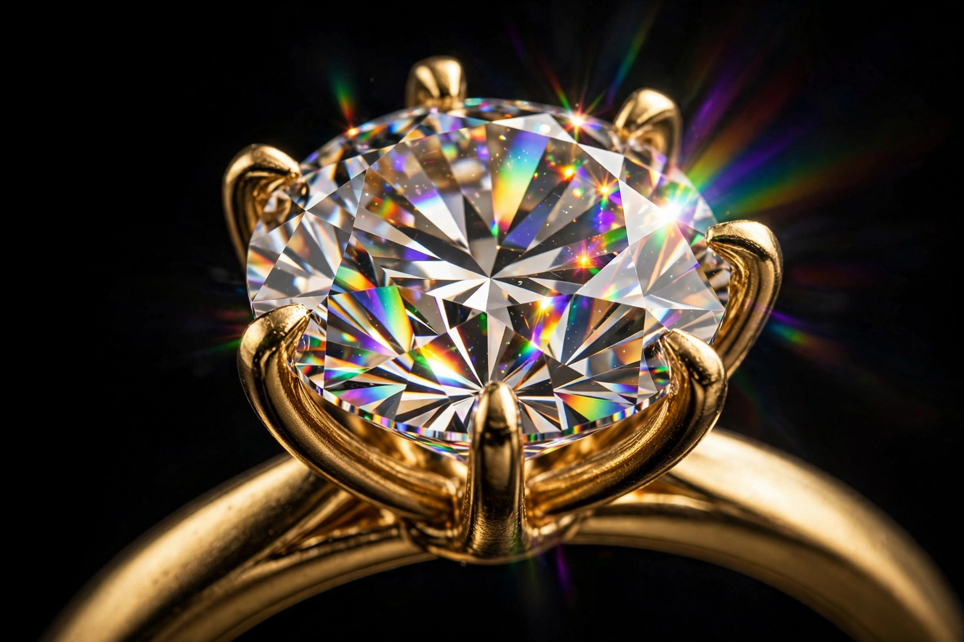Moissanite solitaire engagement ring in solid gold